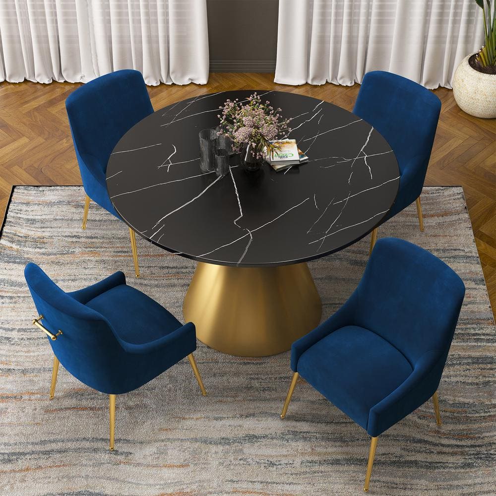 Navy Dining Table Blue Velvet Chairs Navy Round Dining Table Navy Blue Blue Round Dining ...