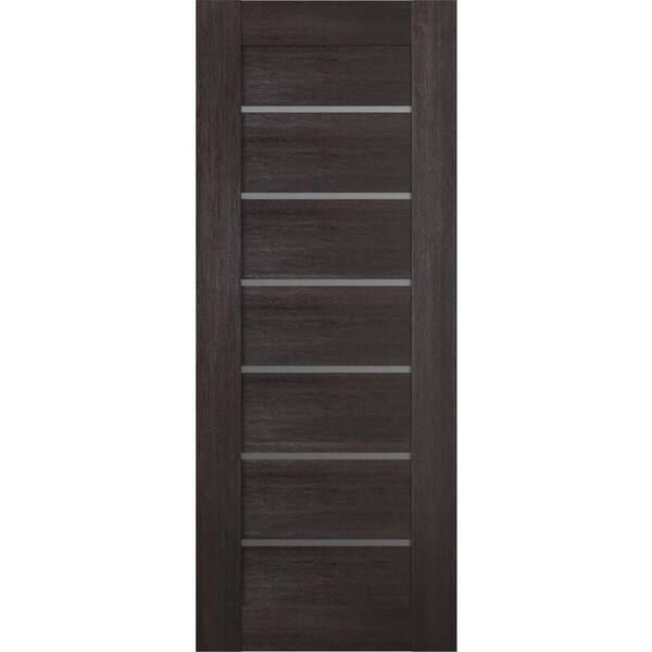 Belldinni Vona 07-02 30 in. x 84 in. No Bore 7-lite Frosted Glass Veralinga Oak Wood Solid Composite Core Interior Door Slab