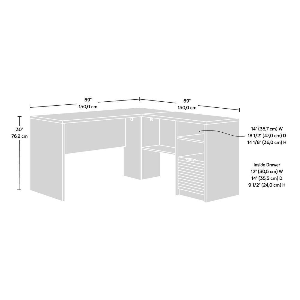 Pacific Maple L-Shaped Corner Writing Desk with Drawer and Filing Cabinet