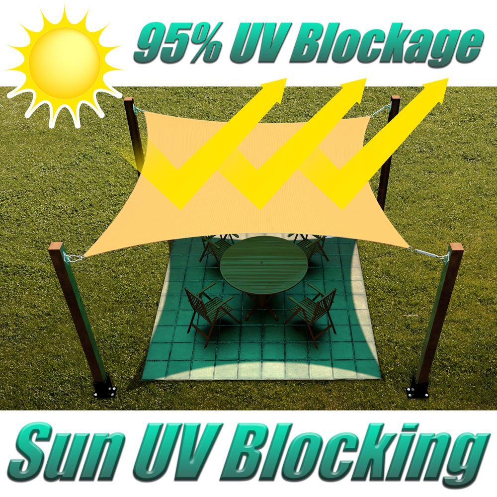 8' x 14' Sand Beige HDPE Rectangle Sun Shade Sail Canopy