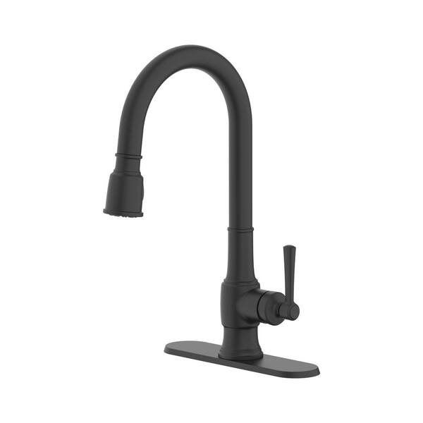 Glacier Bay Hoyt Single Handle Pull-Down Sprayer Kitchen Faucet in Matte Black