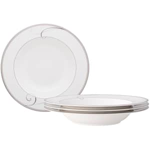 Platinum Wave 9.5 in., 10 fl. oz. (Platinum) Porcelain Soup Bowls, (Set of 4)