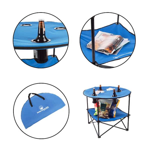 EAGLE PEAK Double Camping Folding Table with Storage Organizer and Sid