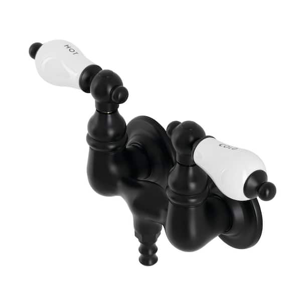 Kingston Brass Aqua Vintage 2-Handle Wall-Mount Clawfoot Tub Faucets in Matte Black