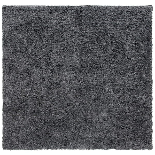 SAFAVIEH August Shag Charcoal 7 ft. x 7 ft. Solid Square Area Rug ...