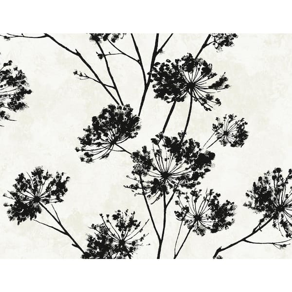 NextWall Ebony Dandelion Floral Vinyl Peel and Stick Wallpaper