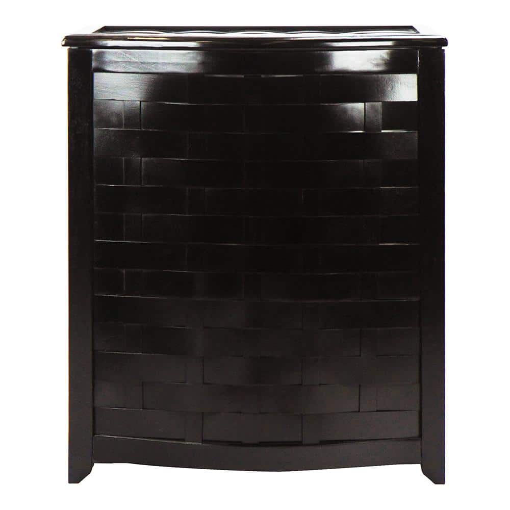 Mahogany Finished Bowed Front Wood Laundry Hamper with Lid