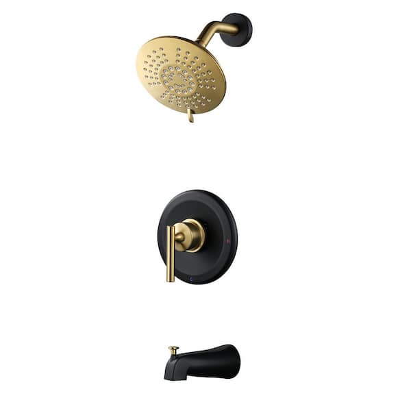 ARCORA 6 in. Shower System with Bathtub Spout-Shower and Thermostatic Valve in Black Gold