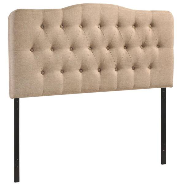 MODWAY Annabel Beige King Upholstered Fabric Headboard
