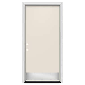 36 in. x 80 in. Flush Right-Hand/Inswing Primed Steel Prehung Front Door w/Brickmould, ADA Accessible