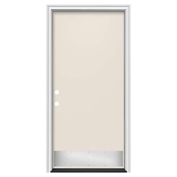 JELD-WEN 36 in. x 80 in. Flush Right-Hand/Inswing Primed Steel Prehung Front Door w/Brickmould, ADA Accessible