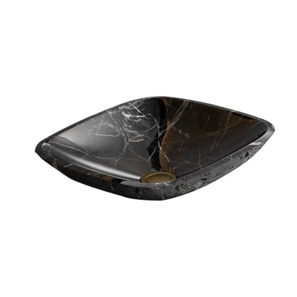 Maincraft Black Glass Square Vessel Bathroom Sink