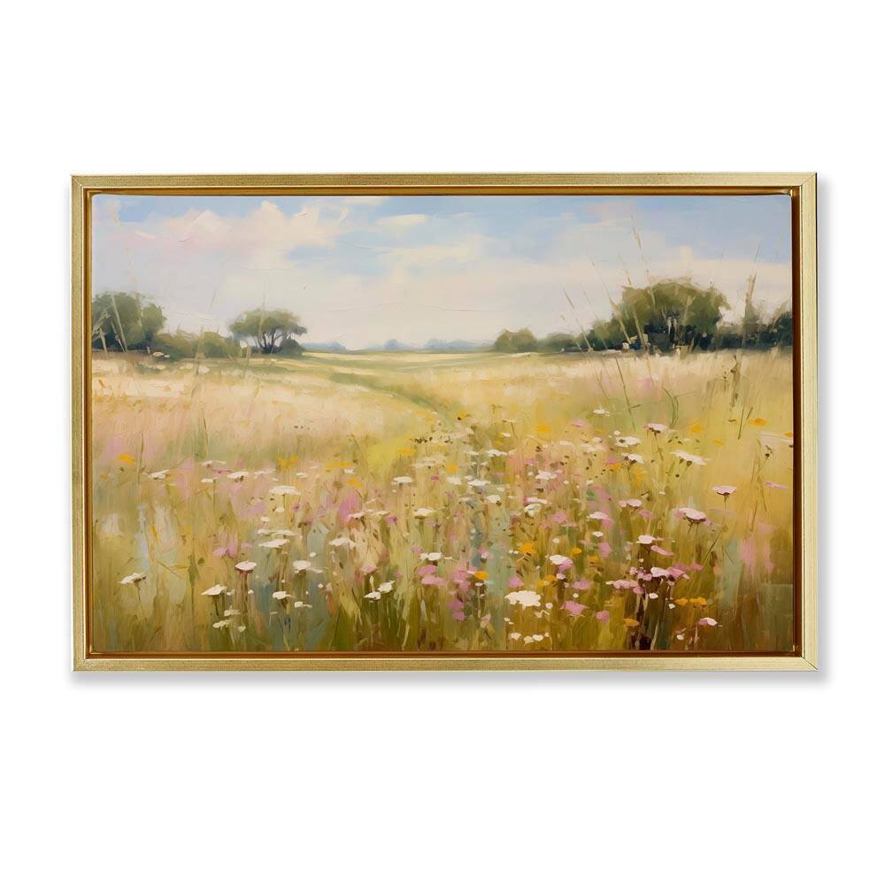 Faded Wildflower Field by LSR Design Studio Gold Floater Frame Nature Graphic Art Print 17 in. x 25 in. price history on PriceWatchPro