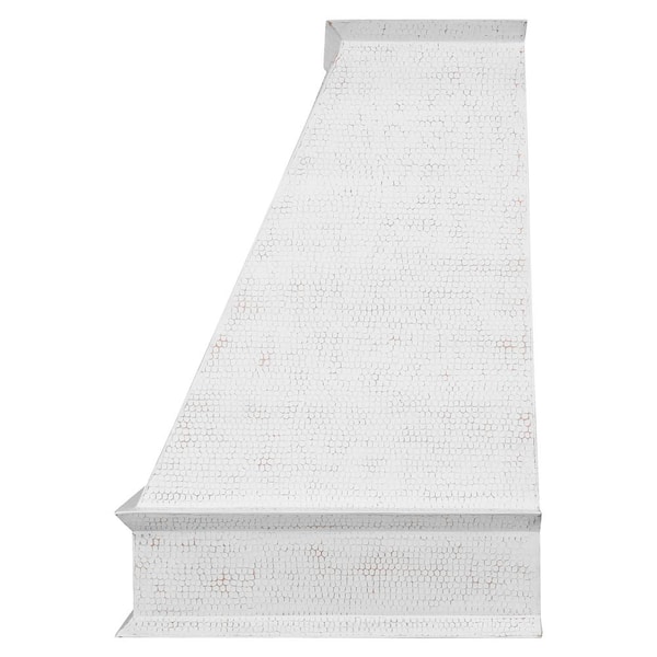38 in. 735 CFM Hammered Copper Ducted Wall Mounted Euro Range Hood in Glazed White with Slim Baffle Filters