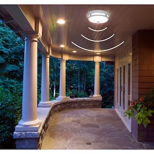 11 in. White Motion Sensing Indoor Outdoor LED Flush Mount Ceiling Light Color Selectable (4-Pack)