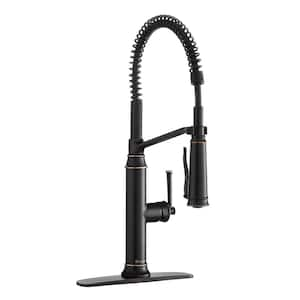 Linscott Single-Handle Coil Springneck Pull-Down Sprayer Kitchen Faucet in Oil Rubbed Bronze