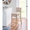 Linon Home Decor Keira 37 in. H Graywash High Back Wood Counter Height Bar Stool with Fabric Seat THD04634