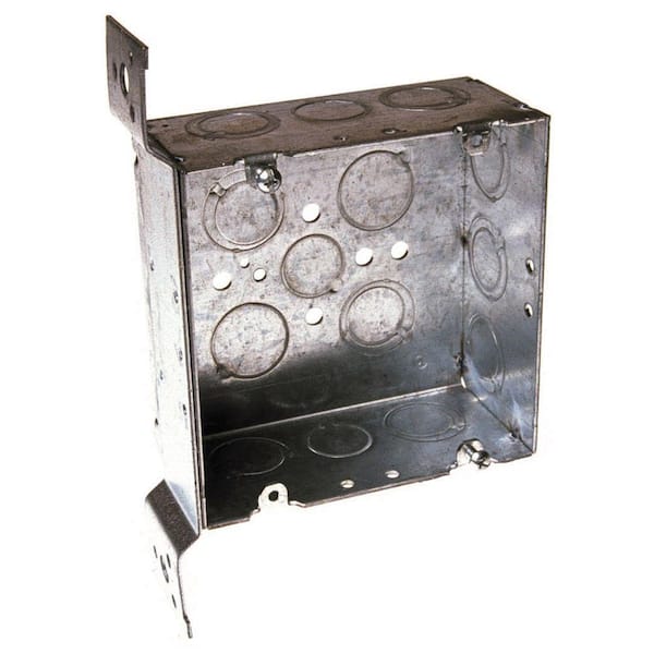 RACO 4-11/16 in. W x 2-1/8 in. D 2-Gang Welded Square Box with One 1/2 in. KO and Twelve TKO's, Raised, FM Bracket, 1-Pack