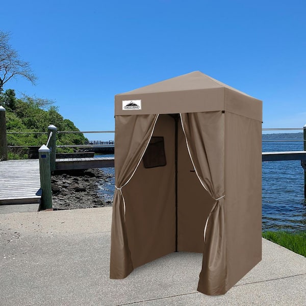 EAGLE PEAK 4 ft. x 4 ft. Pop Up Privacy Tent Foldable Outdoor Portable Dressing Changing Room Shelter, Brown