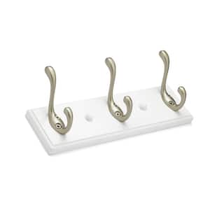 10 in. (255 mm) White and Matte Nickel Utility Hook Rack