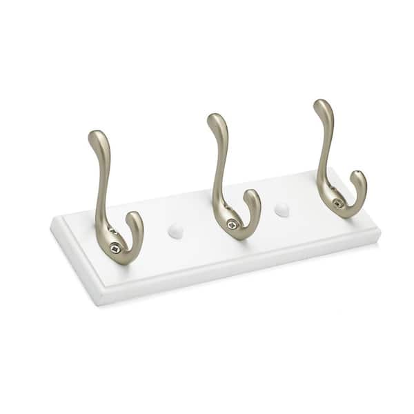 Richelieu Hardware 10 in. (255 mm) White and Matte Nickel Utility Hook Rack