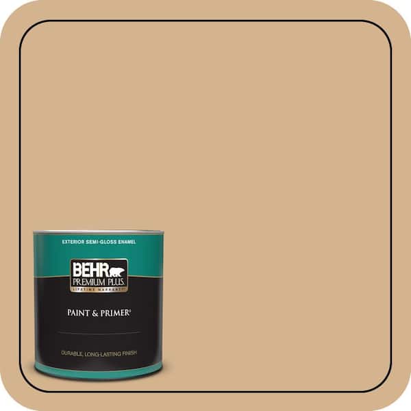 BEHR PREMIUM PLUS 1 qt. Home Decorators Collection #HDC-NT-04 Creme De Caramel Semi-Gloss Enamel Exterior Paint & Primer