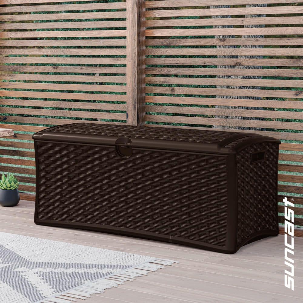 Suncast 72 Gal. Plastic Wicker Deck Box DBW7000 - The Home Depot, image size:1000x1000