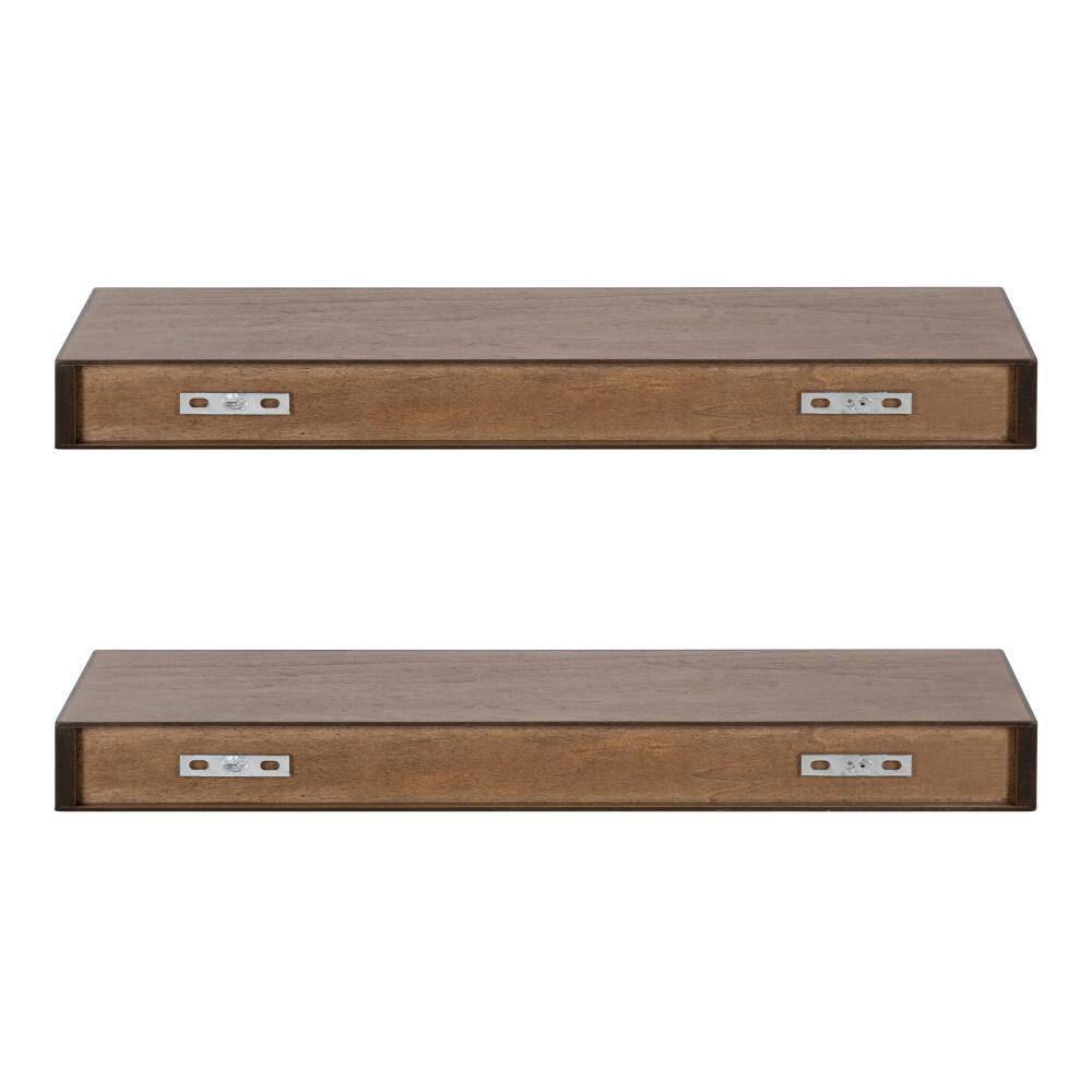 Havlock 30" Rustic Brown Solid Wood Floating Wall Shelves