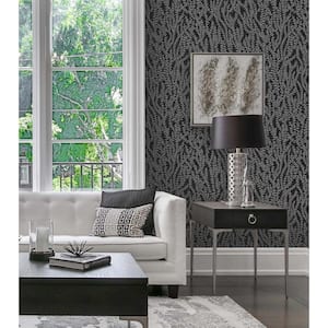57.5 sq. ft. Silver Glass Seaweed Beaded Branches Nonwoven Paper Unpasted Wallpaper Roll