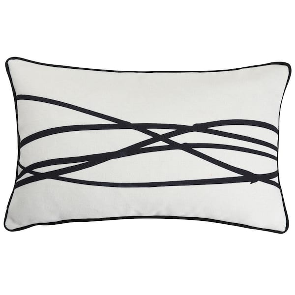 Amy White, Black Abstract Cotton 5 in. x 20 in. Throw Pillow