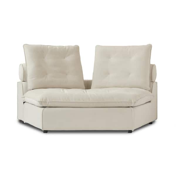 Magic Home Miami Modern 43.3 in. Square Arm 1-Seater Frosted Velvet Corner Piece Section Modular Sectional Sofa in Beige