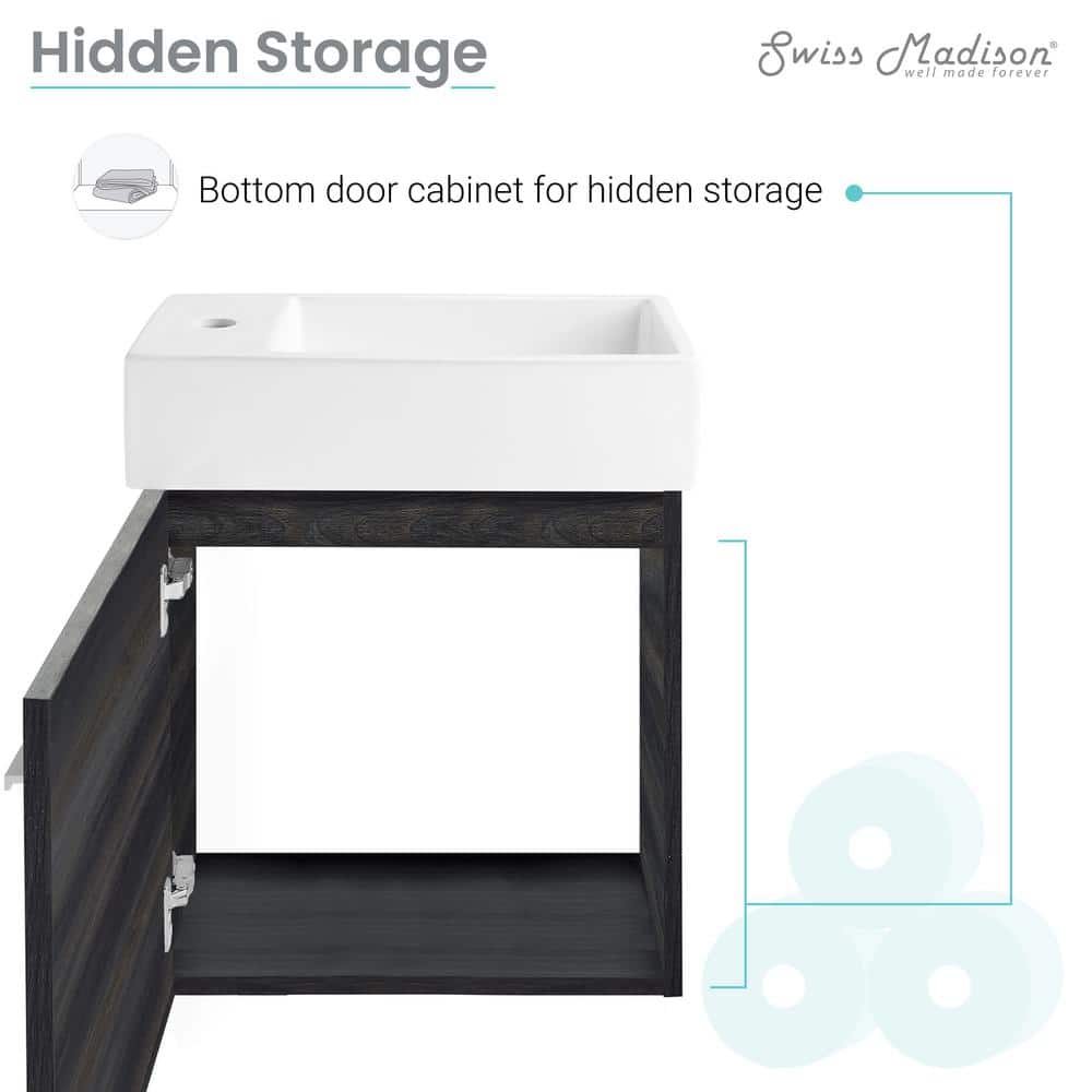 Colmer 18" Black Single Cabinet Bathroom Vanity
