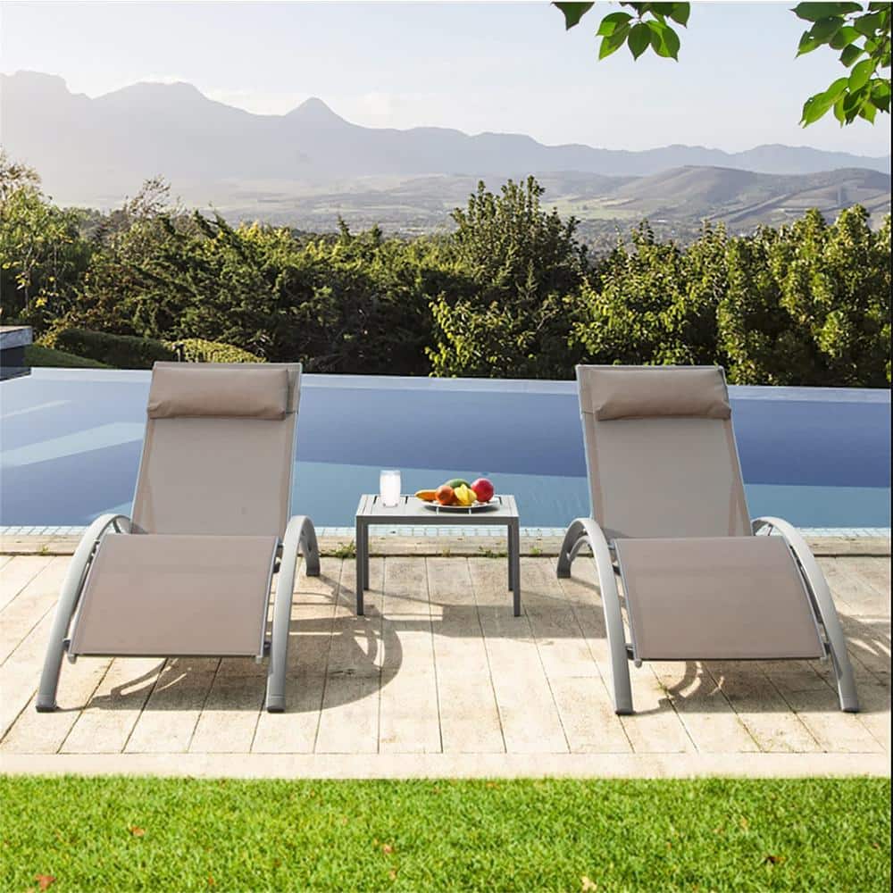 SOTEN RUGGED TABLET LLC 3-Piece Pool Lounge Adjustable Steel