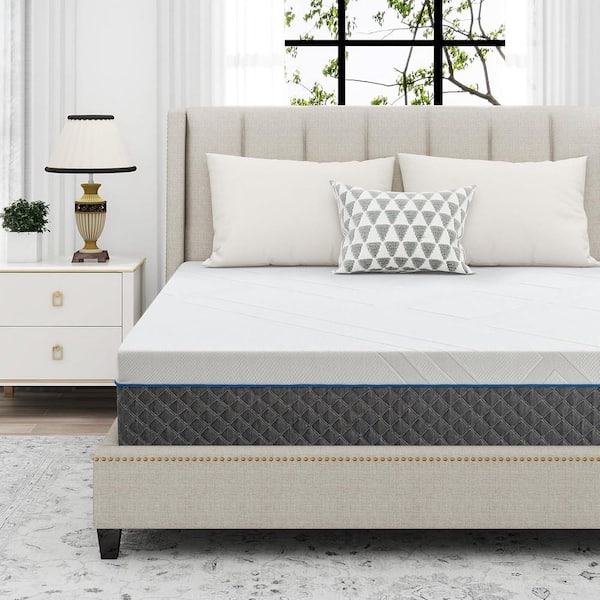 WONDER COMFORT Luxury Gray Queen Medium Firm Innerspring Hybird Memory Foam Mattress 12 in. with Removable Cover, Mattress in A Box