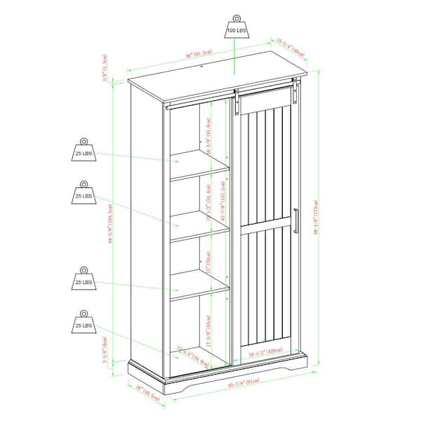 Welwick Designs Brushed White Wood and Metal Farmhouse Storage Cabinet with  Grooved Sliding Door HD8970 - The Home Depot