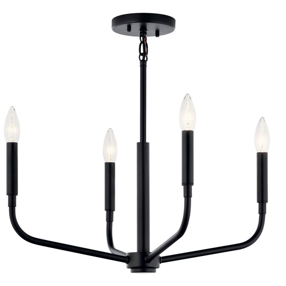 Black Mini 4-Light Candle Chandelier with Incandescent Bulbs