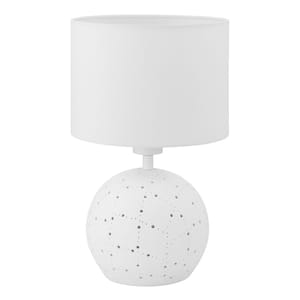Montalbano 9.06 in. W x 15.12 in. H 1-Light White Table Lamp with White Fabric Shade