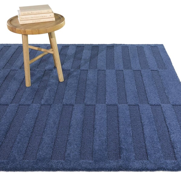 Ebright Blue 8 ft. x 10 ft. Geometric Area Rug