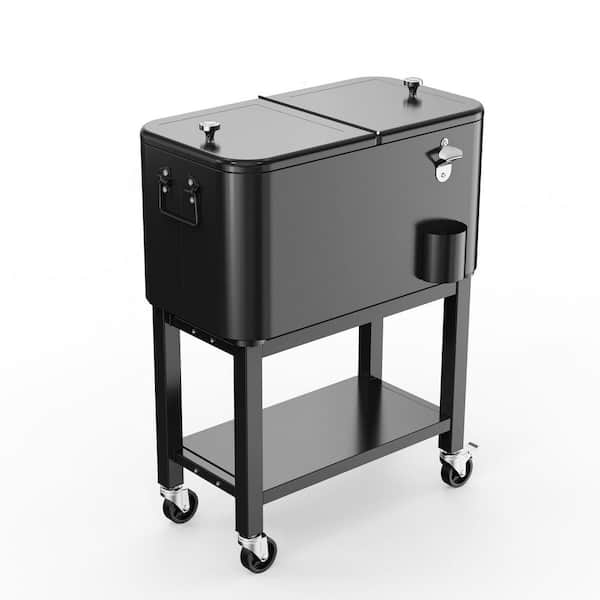 Karl home 60 qt. Black Detachable Food and Beverage Outdoor Cooler Cart