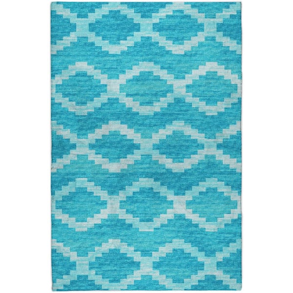 Dream Shag Premium Machine Washable Abstract ADS115 Turquoise 10 ft. x 14 ft. Area Rug