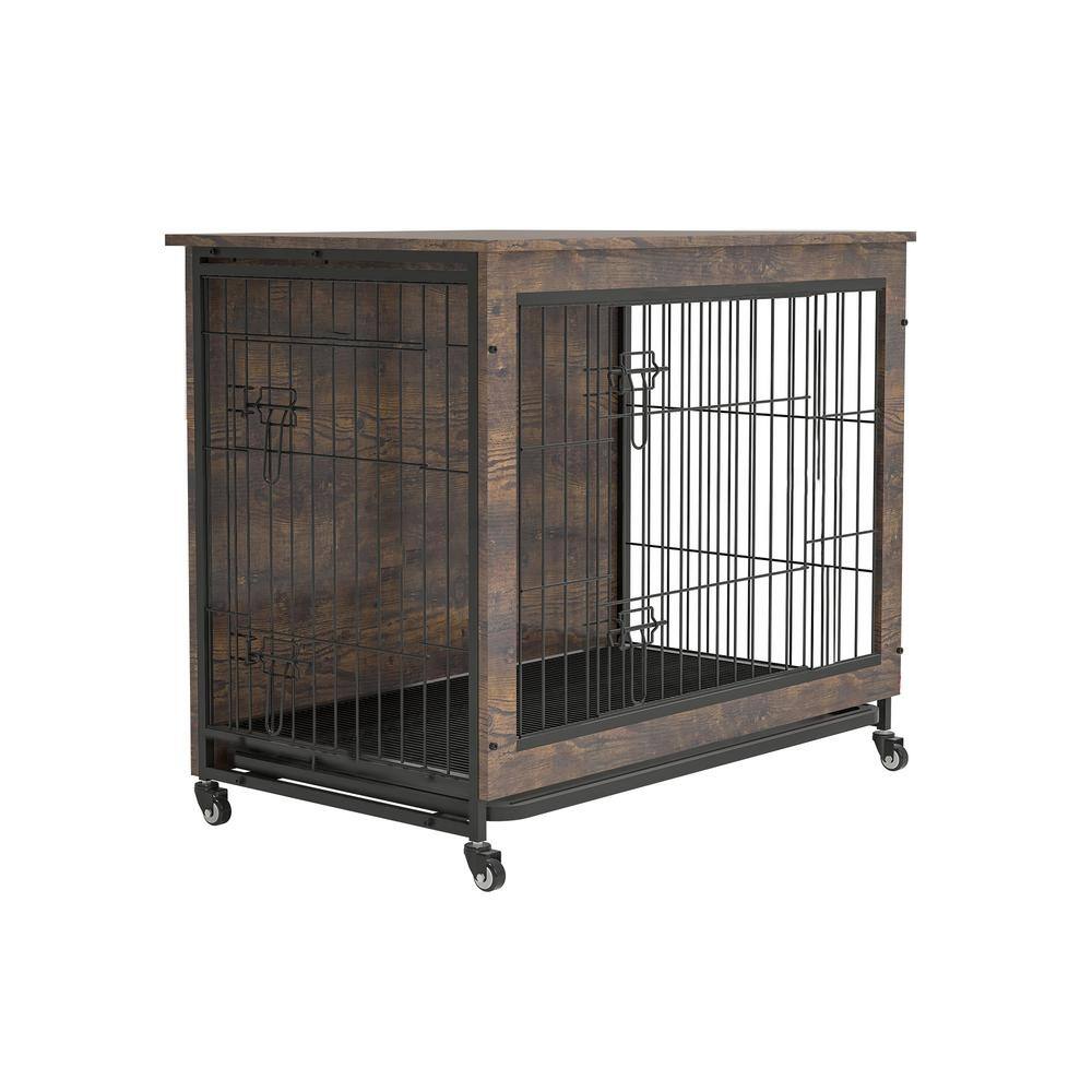 23.6 in. L x 20 in. W x 26 in. H Dog Crate Furniture with Cushion Wooden Do