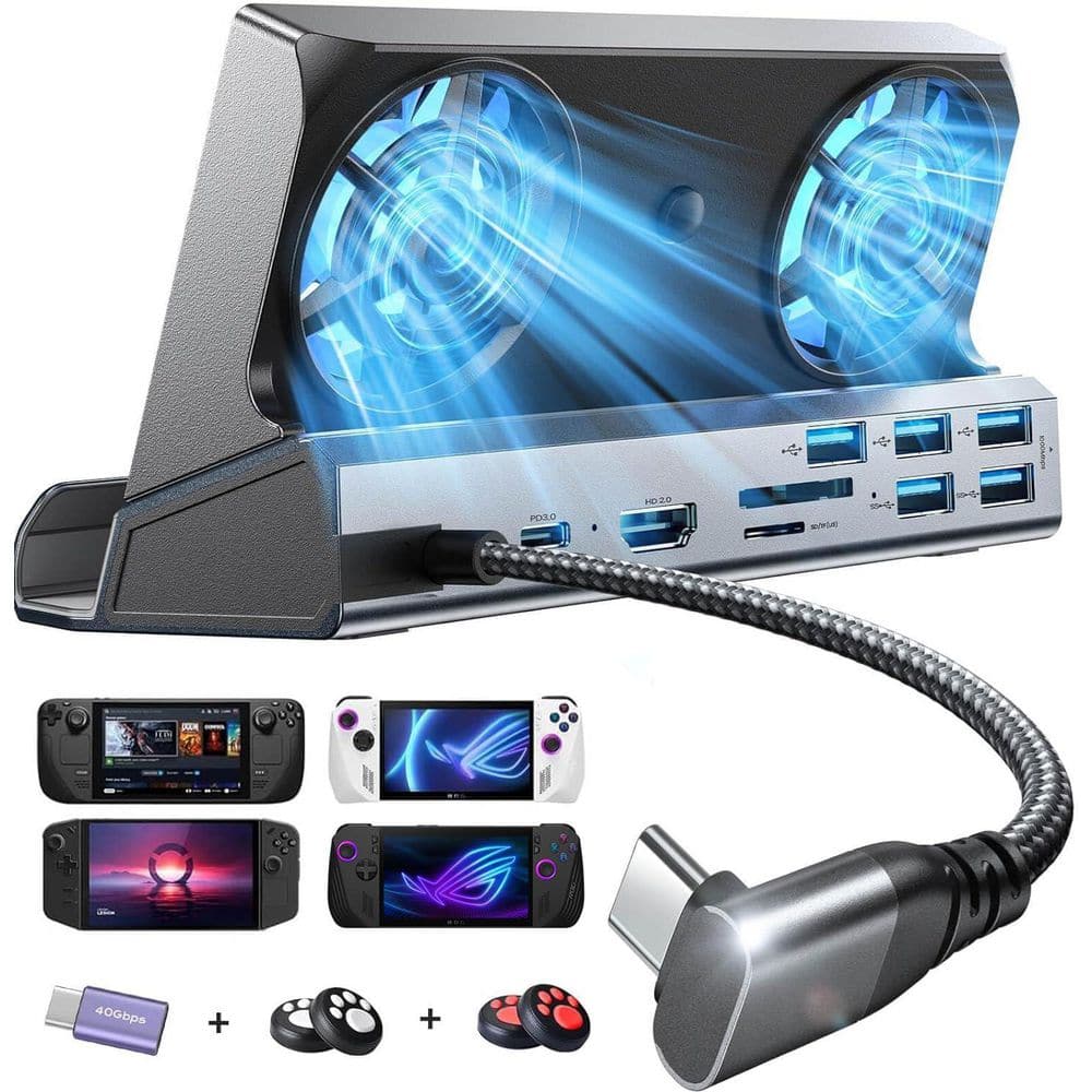 Vrbgify 5 USB Grey Docking Station for Steam Deck and Dual Cooling