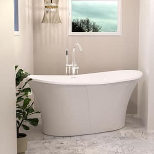 67 in. Acrylic Classic Elegant Curve Shaped Flatbottom Non-Whirlpool Double-Ended Full Immerse Soaking Bathtub in White
