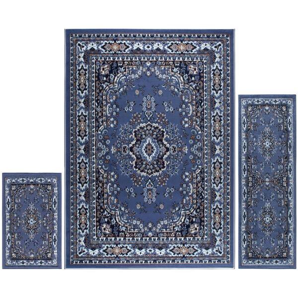 Home Dynamix Ariana Country Blue 5 ft. x 7 ft. 3Piece Rug Set3S7069