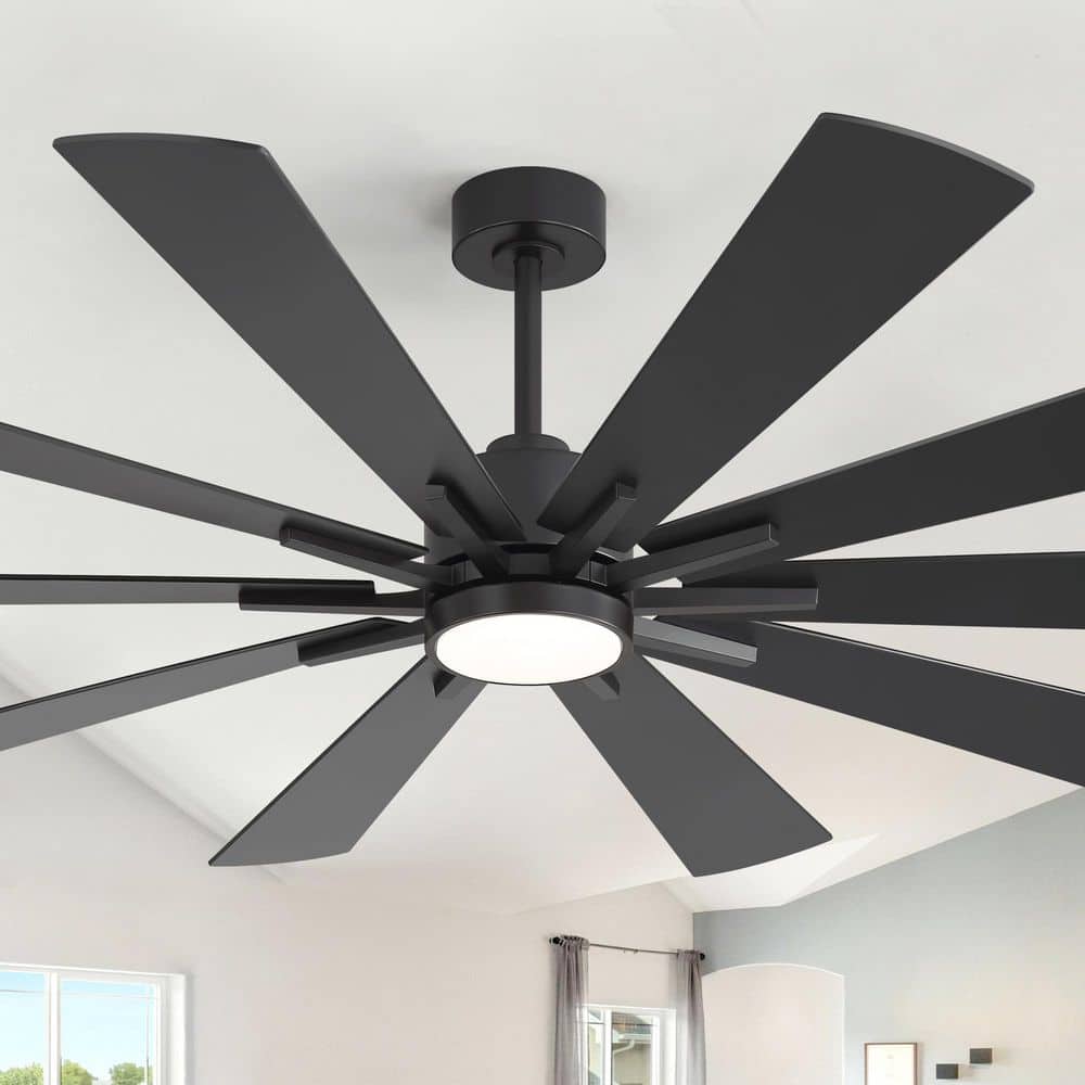 Breezary Claude 84 in. Integrated LED Black Windmill Ceiling Fan