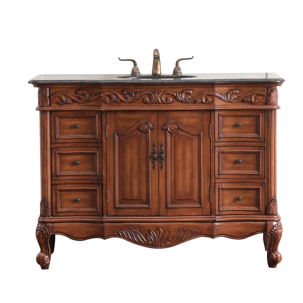 Simply Living 48 in. W x 22 in. D x 36 in. H Bath Vanity in Teak with Brown