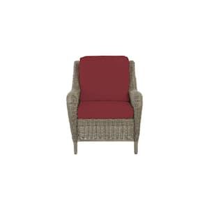 Cambridge Gray Wicker Outdoor Patio Lounge Chair with CushionGuard Chili Red Cushions