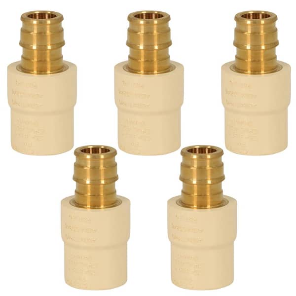 PLUMBFLEX 3/4 in. Expansion Pex x 3/4 in. PVC Adapter Pipe Fitting Lead Free Brass (Pack of 5)