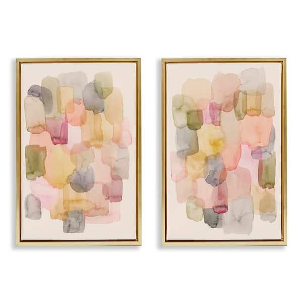 Stupell Industries Muted Layered Neutrals by Grace Popp 2-Pieces Gold Floater Frame Abstract Graphic Art Print 31 in. x 21 in.