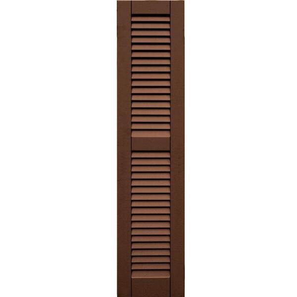 Winworks Wood Composite 12 in. x 53 in. Louvered Shutters Pair #635 Federal Brown